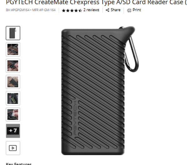 CFexpress Type A/SD PGYTECH CreateMate CFexpress Type A/SD Card Reader Case (Classic Black)
