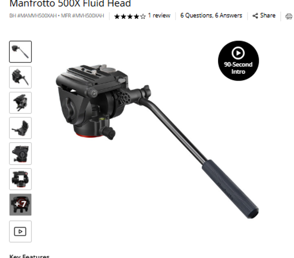 NOW Manfrotto 500XAH Manfrotto 500X Fluid Head