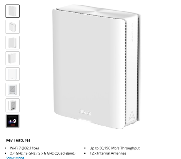 Pro ASUS ZenWiFi BQ16 Pro BE30000 Wireless Quad-Band Multi-Gig Mesh Wi-Fi Module (White)