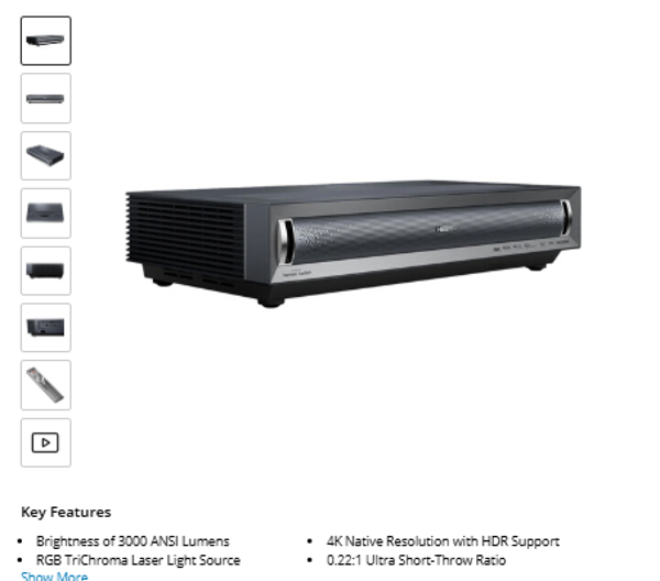 Hisense PX3-PRO 3000-Lumen 4K Ultra Short-Throw TriChroma Laser DLP Smart Projector