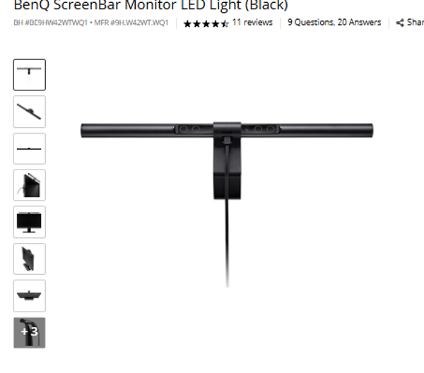 BenQ ScreenBar Monitor LED Light (Black)