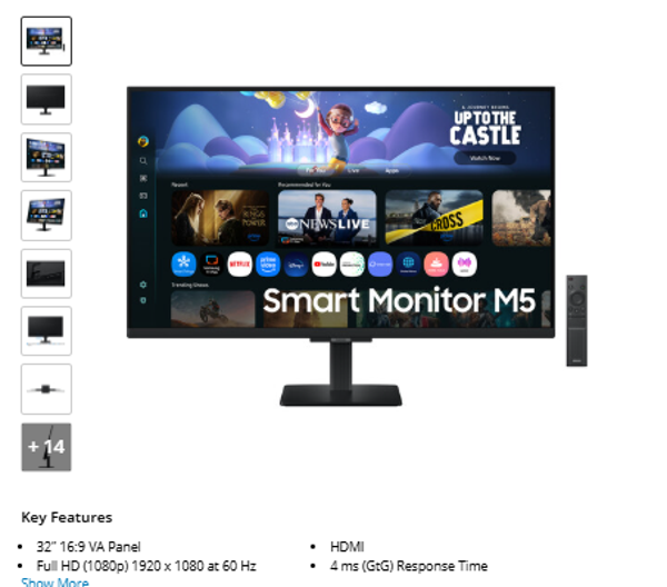 Samsung M5 M50F 32" HDR Smart Monitor (Black)