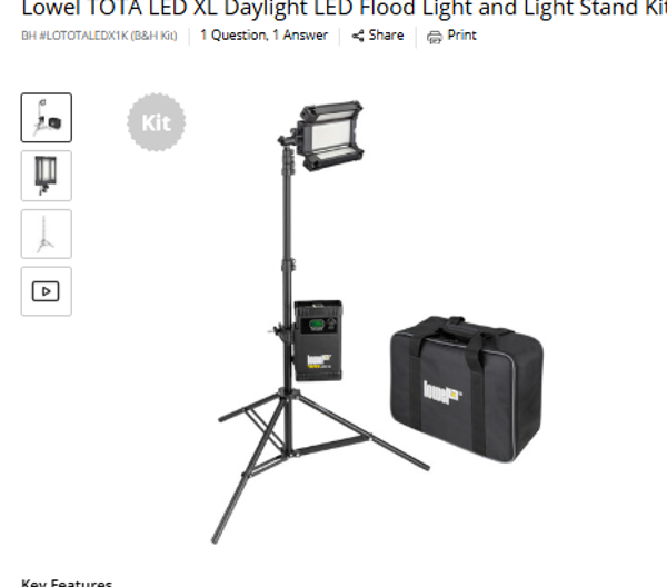 Lowel TotaLED XL Lowel TOTA LED XL Daylight LED Flood Light and Light Stand Kit