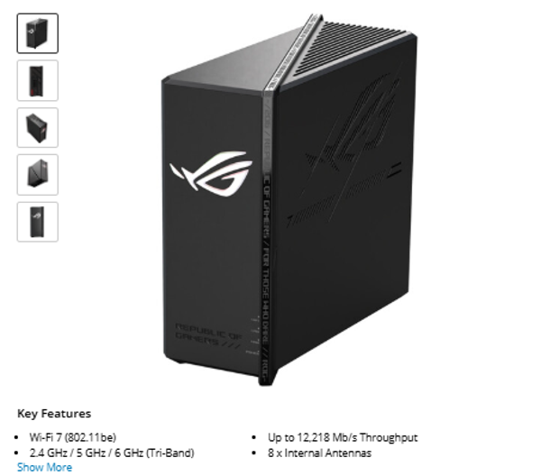 ASUS Republic of Gamers Strix GS-BE12000 Wireless Tri-Band 2.5G Gaming Router