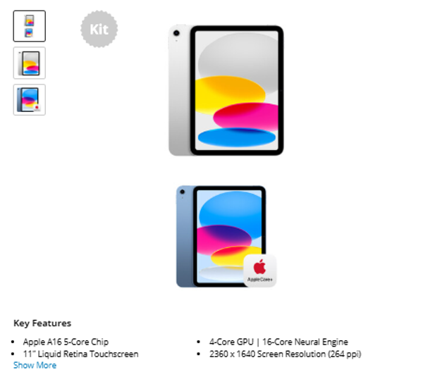 A16 Chip Apple 11" iPad A16 Chip Kit with AppleCare+ (128GB, Wi-Fi Only, Silver)