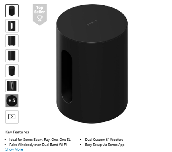Sonos Sub Mini Wireless Subwoofer (Black)