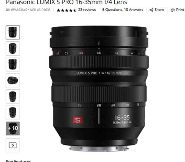 Panasonic Lumix S PRO 16-35mm [/4 Panasonic LUMIX S PRO 16-35mm f/4 Lens