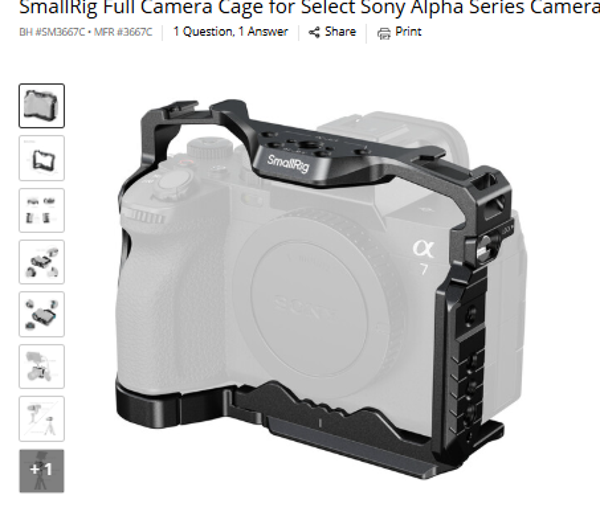 SmallRig Camera Cage for Sony Alpha SmallRig Full Camera Cage for Select Sony Alpha Series Cameras
