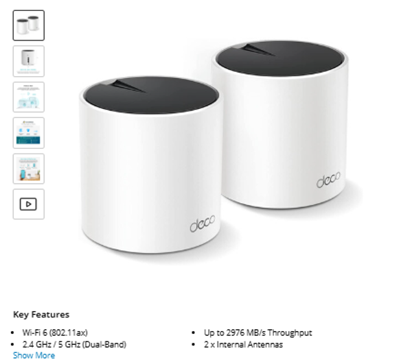 DECO X55 TP-Link Deco X55 AX3000 Wireless Dual-Band Gigabit Mesh Wi-Fi System (2-Pack)