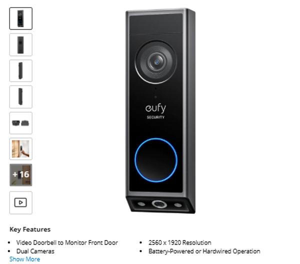 eufy Security E340 2K Wi-Fi Battery-Powered Video Doorbell