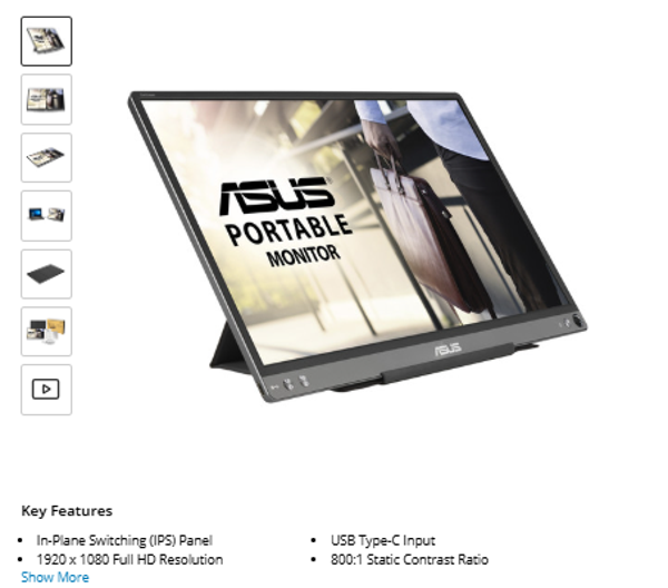 ASUS ZenScreen MB16ACE 15.6" 16:9 IPS Monitor