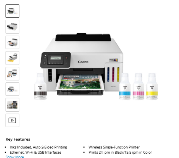 Canon MegaTank GX5120 Inkjet Color Printer