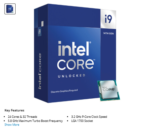 19-14900KF Intel Core i9-14900KF 3.2 GHz 24-Core LGA 1700 Processor