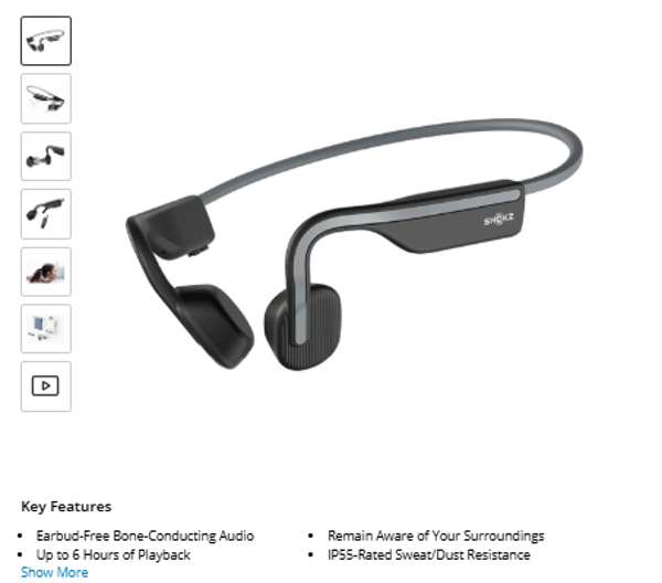 SHOKZ OpenMove Wireless Open-Ear Headphones (Slate Gray)