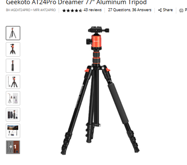 Dreamer Tripod Geekoto AT24Pro Dreamer 77" Aluminum Tripod