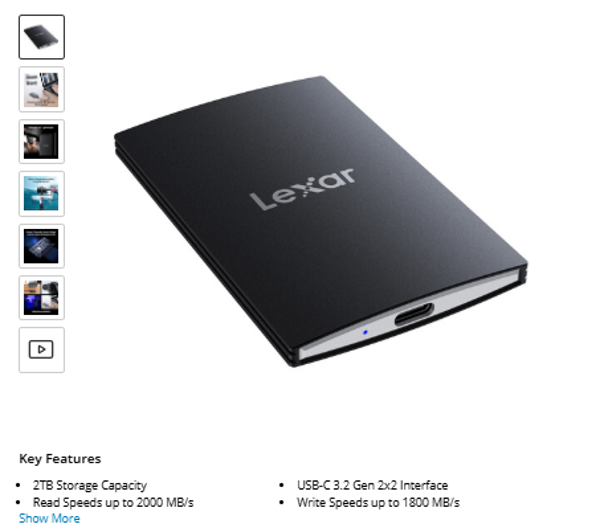 Lexar 2TB ARMOR 700 USB 3.2 Gen 2x2 Portable SSD