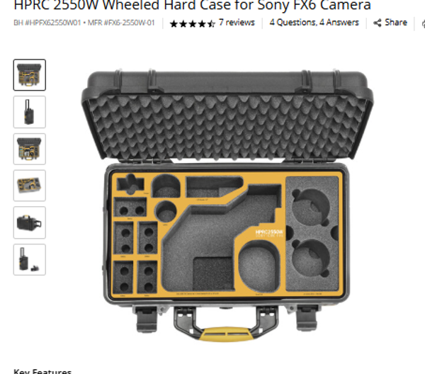 HPRC FX6-2550W-01 HPRC 2550W Wheeled Hard Case for Sony FX6 Camera