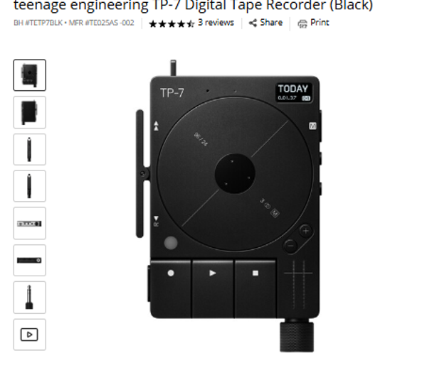 teenage engineering TP-7 teenage engineering TP-7 Digital Tape Recorder (Black)