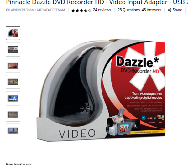 Pinnacle Dazzle Pinnacle Dazzle DVD Recorder HD - Video Input Adapter - USB 2.0