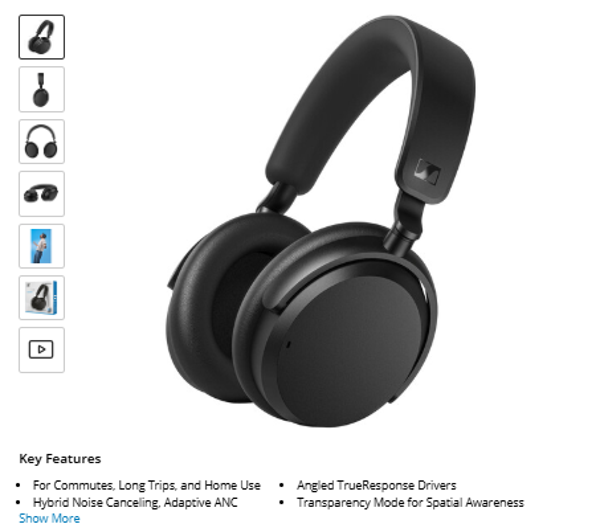 Wireless Sennheiser ACCENTUM Over-Ear Wireless Headphones (Black)