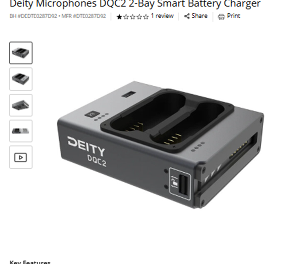 Deity Microphones DQC2 Deity Microphones DQC2 2-Bay Smart Battery Charger