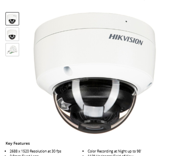 Hikvision ColorVu DS-2CD2147G2-LSU 4MP Outdoor Network Dome Camera with 2.8mm Lens (White)