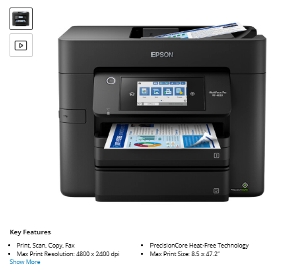 Epson WorkForce Pro WF-4830 All-in-One Inkjet Printer