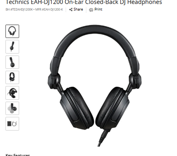 Technics CAH-DJ1200 Technics EAH-DJ1200 On-Ear Closed-Back DJ Headphones