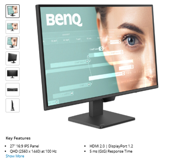 BenQ GW2790Q 27" 1440p 100 Hz Monitor