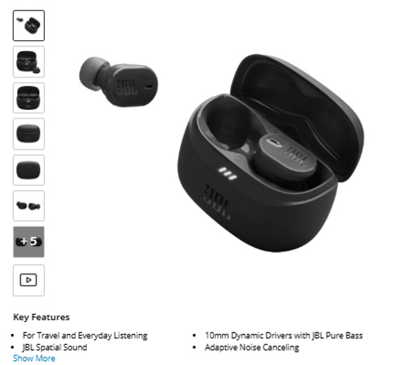 JBL Tune Buds 2 Wireless Noise-Canceling Earbuds (Black)
