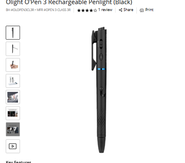 Qlight O'Pen 3 Rechargeable Penlight (Black)