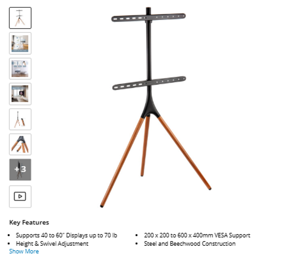 Gabor FPS Gabor Modern Easel 3-Leg Stand for 40 to 60" Displays