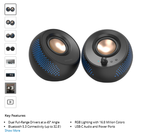 Pebble X Creative Labs Pebble X 2.0 USB-C Desktop Speakers