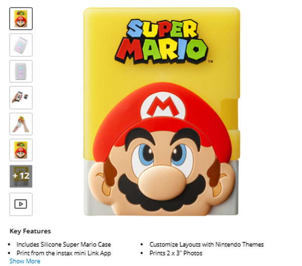 FUJIFILM MINI LINK 3 FUJIFILM instax mini Link 3 Smartphone Printer with Super Mario Case (Clay White)