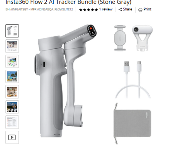 Insta360 FLOW 2 Insta360 Flow 2 Al Tracker Bundle (Stone Gray)