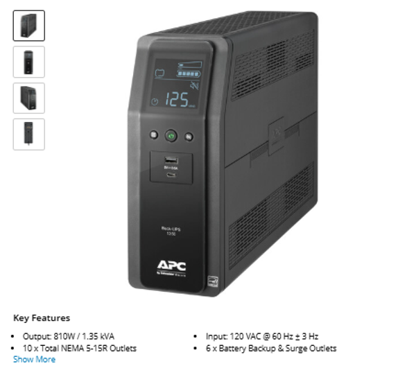 APC Back-UPS PRO BN1350M2 Battery Backup & Surge Protector
