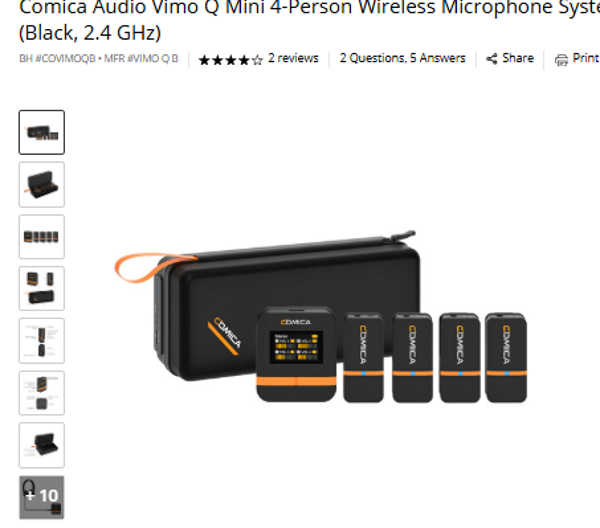 VIMO Q Comica Audio Vimo Q Mini 4-Person Wireless Microphone System for Cameras & Smartphones (Black, 2.4 GHz)