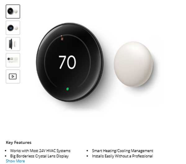 Generatio Google Nest 4th Gen Learning Thermostat with 2nd Gen Sensor (Polished Obsidian)