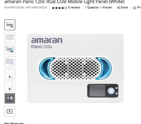 amaran Pano 120C amaran Pano 120c RGB COB Mobile Light Panel (White)