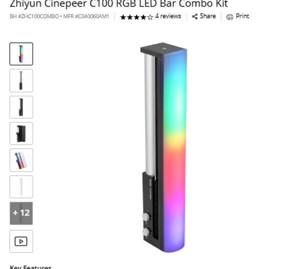 Zhivun C100 Zhivun Cinepeer C100 RGB LED Bar Combo Kit