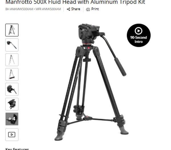 Manfrotto MVK500XAM Manfrotto 500X Fluid Head with Aluminum Tripod Kit
