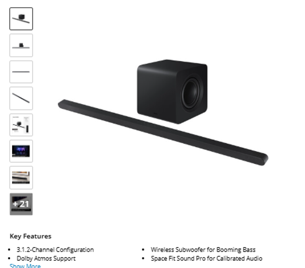 Samsung HW-S800D 3.1.2-Channel Dolby Atmos Soundbar System (Black)