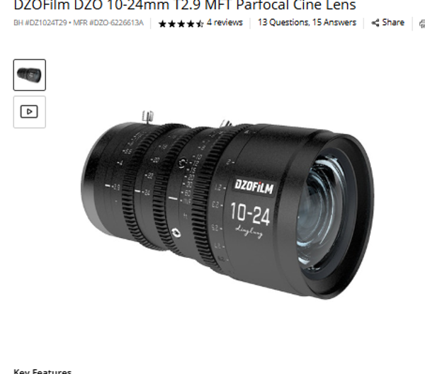 Linglung 10-24mm T2.9 DZQFilm DZO 10-24mm T2.9 MFT Parfocal Cine Lens