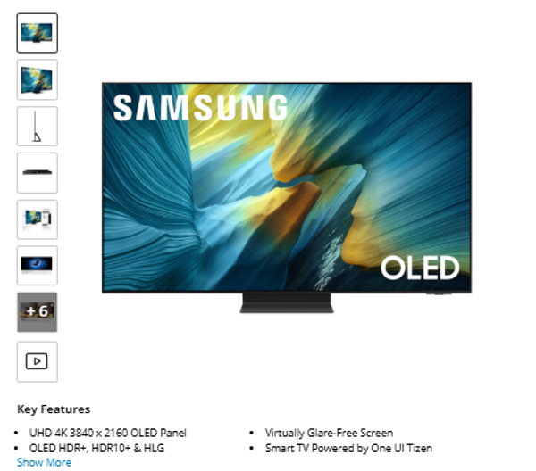 S95F Samsung S95F 77" 4K HDR Smart OLED TV