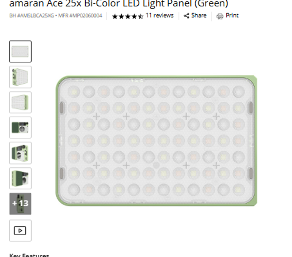 amaran Ace 25X amaran Ace 25x Bi-Color LED Light Panel (Green)