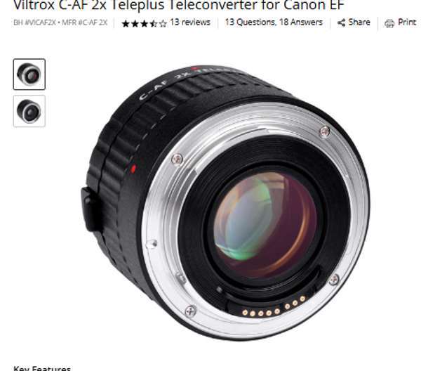 Viltrox C-AF 2X Viltrox C-AF 2x Teleplus Teleconverter for Canon EF