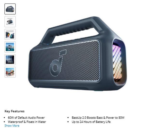 Soundcore by Anker Boom 2 Soundcore by Anker Boom 2 Portable Bluetooth Speaker (Explorer Blue)