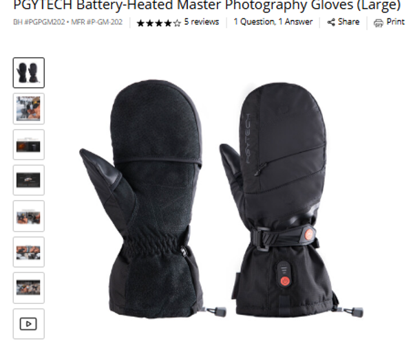 GM-202 PGYTECH Battery-Heated Master Photography Gloves (Large)