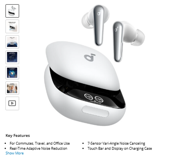 Soundcore by Anker Liberty 4 Pro Soundcore by Anker Liberty 4 Pro True Wireless Noise-Canceling Earbuds (Matte White)