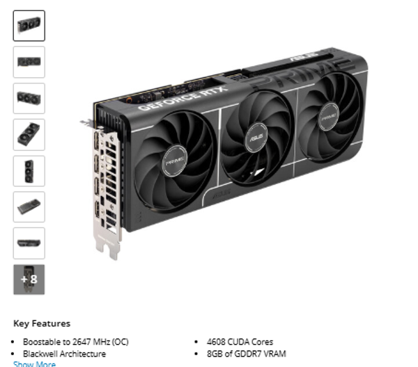 RTX 5060 Ti 8G OC ASUS GeForce RTX 5060 Ti PRIME OC 8GB Graphics Card